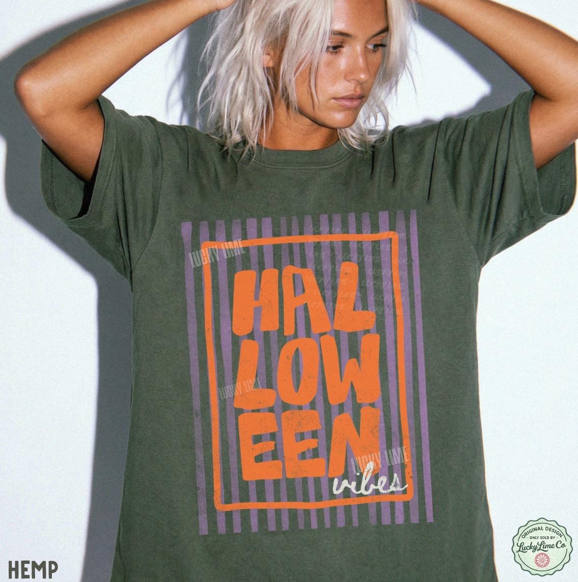 Halloween Vibes Shirt, Trendy Halloween Tee, Striped Halloween Shirt, Retro Halloween Tshirt, Preppy Halloween, Fall Graphic Tee, Spooky Top
