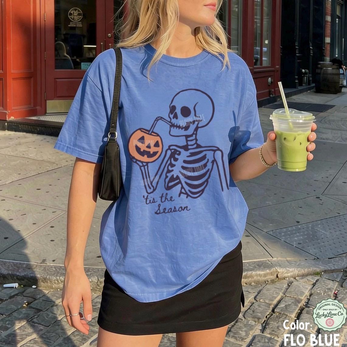 Tis The Season Halloween Shirt, Skeleton Halloween Shirt, Summerween Halloween Shirt, Fall Shirt, Unisex Halloween Shirt, Pumpkin Season Tee