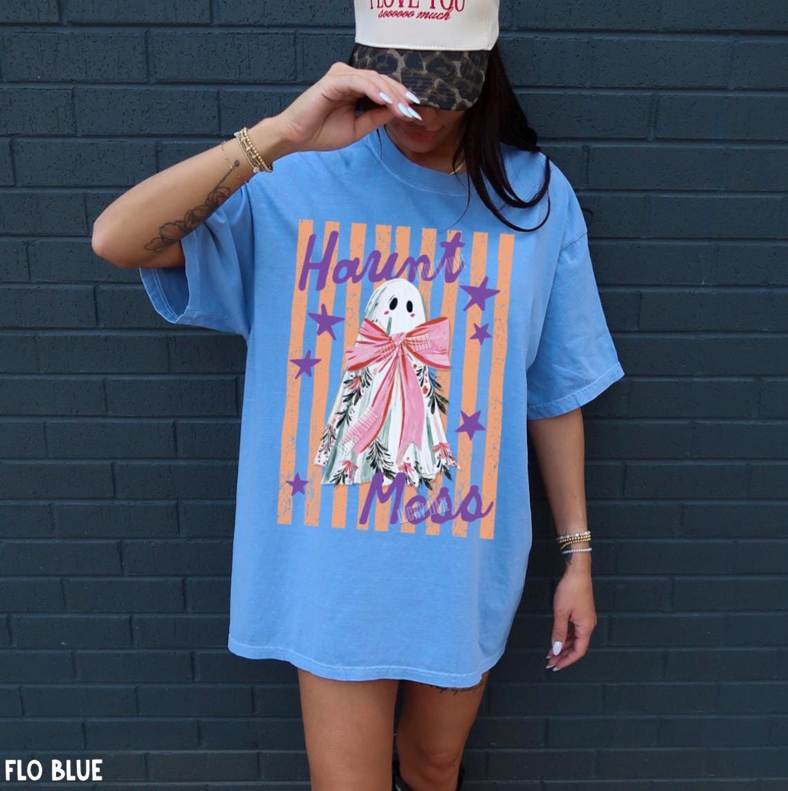 Haunt Mess Ghost Shirt, Funny Halloween Tshirt, Spooky Season Shirt, Trendy Halloween Vibes Tee, Preppy Striped Halloween Shirt, Fall Shirts