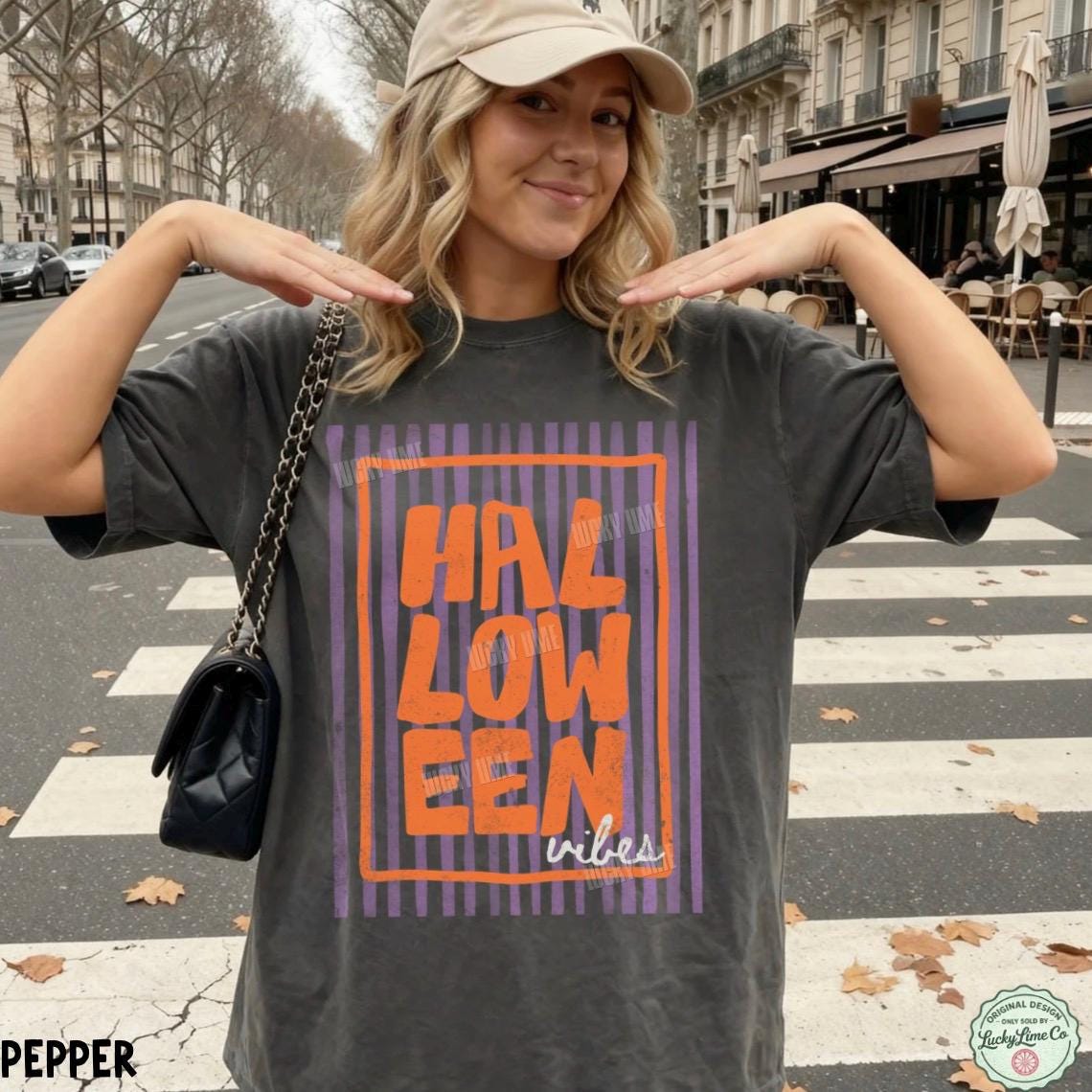 Halloween Vibes Shirt, Trendy Halloween Tee, Striped Halloween Shirt, Retro Halloween Tshirt, Preppy Halloween, Fall Graphic Tee, Spooky Top