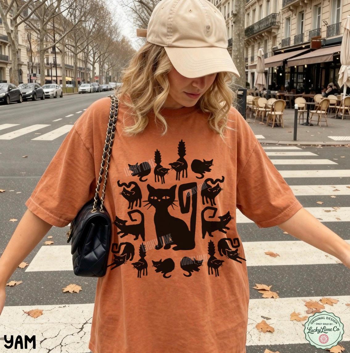 Black Cat Halloween Shirt, Black Cats Shirt, Retro Halloween Tshirt, Cute Halloween Tee, Womens Halloween Shirt, ®, Fall Shirt