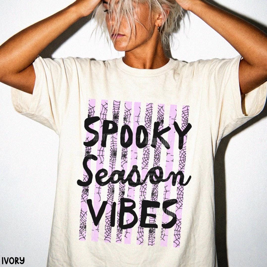 Spooky Season Shirt, Halloween Graphic Tee, Retro Halloween Shirt, Striped Halloween Design Tshirt, Cute Halloween Shirts