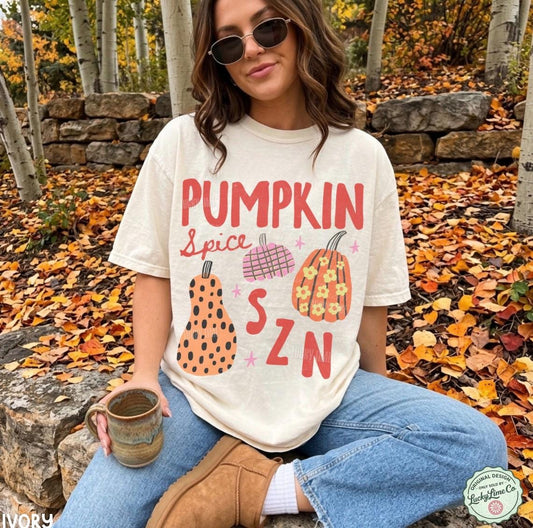 Pumpkin Spice Season Shirt, Pumpkin Spice SZN Tshirt, Trendy Fall Tee, Womens Fall Apparel, Pumpkin Season Graphic Tee