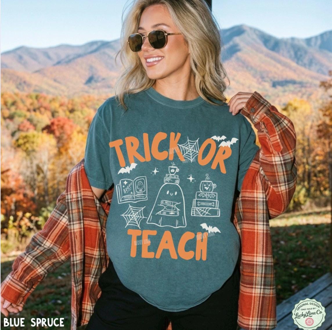 Teacher Halloween Shirt, Trick or Teach Shirt, Cute Halloween Teacher Shirt, Spooky Teacher Tshirt, Retro Ghost Reading Tee