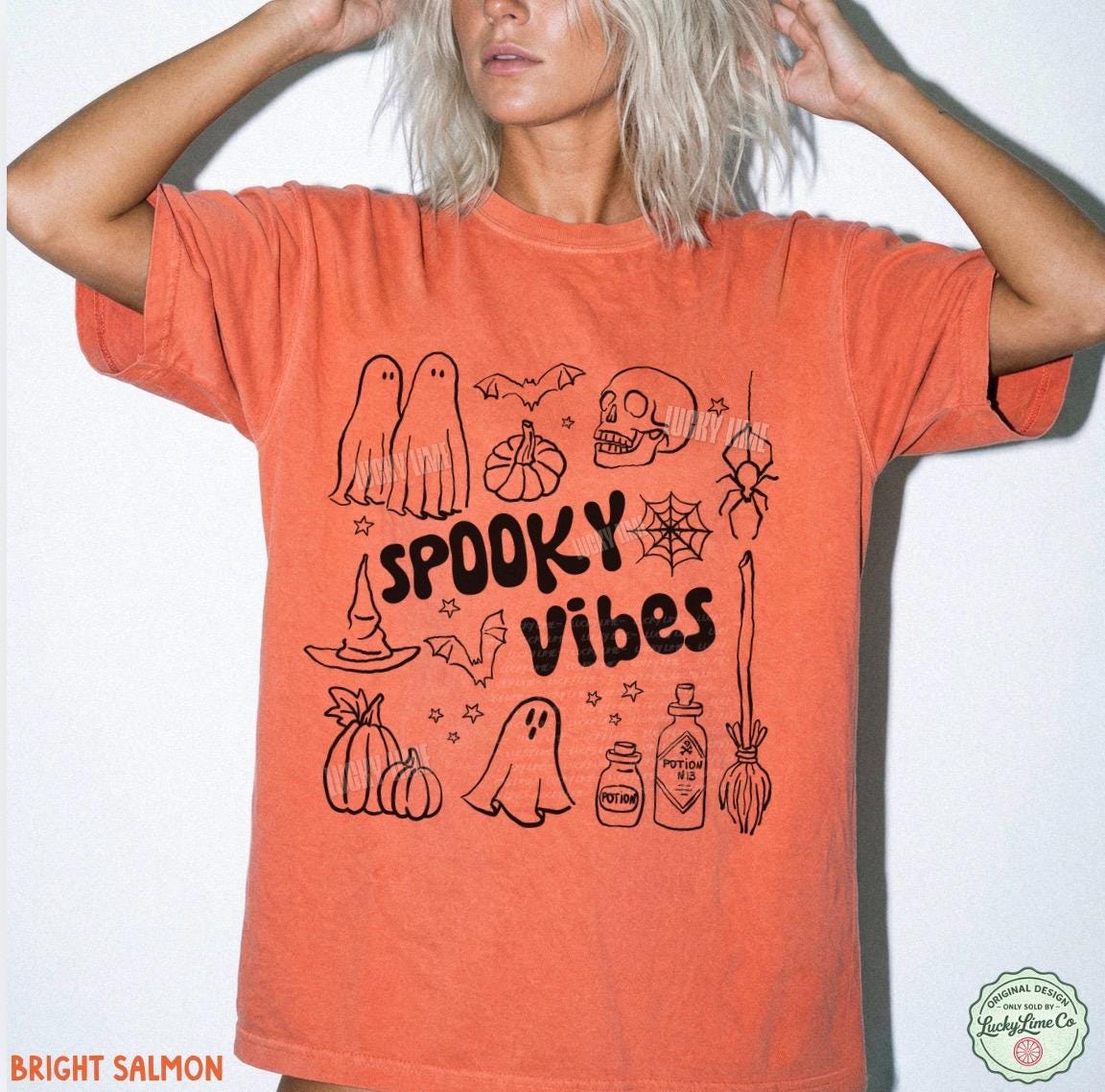 Spooky Vibes Shirt, Retro Halloween Shirt, Spooky Season Tee, Halloween Doodles Shirt, Skeleton Halloween, Cute Ghost Shirt, Witchy Vibes