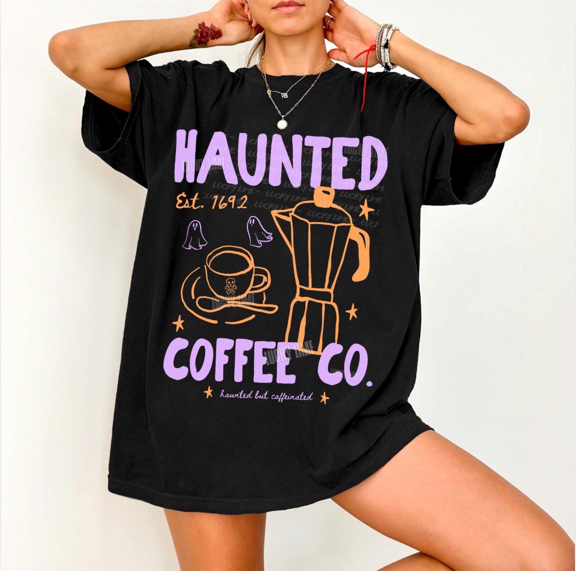 Halloween Coffee Shirt, Haunted Coffee Co. Tshirt, Freshly Boo’d Coffee Shirt, Cute Ghost Shirt, Coffee Lover Gift, Spooky