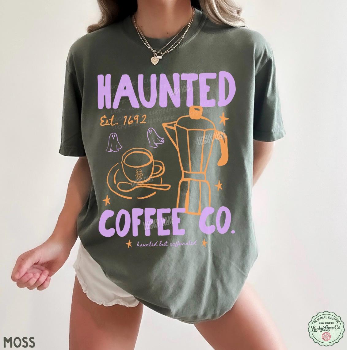 Halloween Coffee Shirt, Haunted Coffee Co. Tshirt, Freshly Boo’d Coffee Shirt, Cute Ghost Shirt, Coffee Lover Gift, Spooky