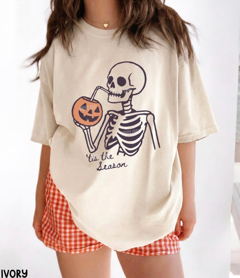 Tis The Season Halloween Shirt, Skeleton Halloween Shirt, Summerween Halloween Shirt, Fall Shirt, Unisex Halloween Shirt, Pumpkin Season Tee