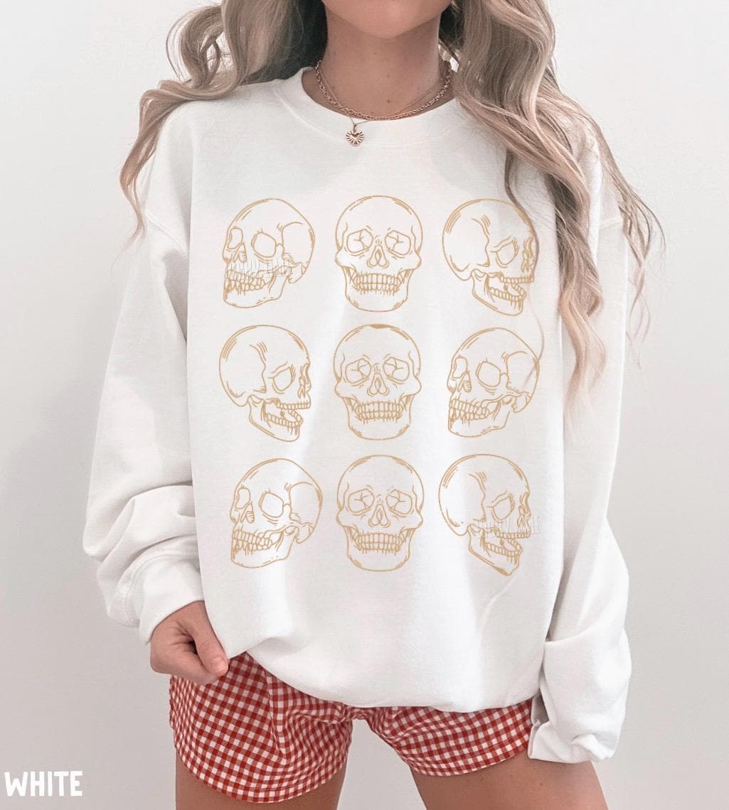 Skeleton Sweatshirt, Skull Halloween Shirt, Vintage Halloween Sweatshirt, Skull Shirt, Gothic Halloween, Sweatshirts for Women, Fall Sweater