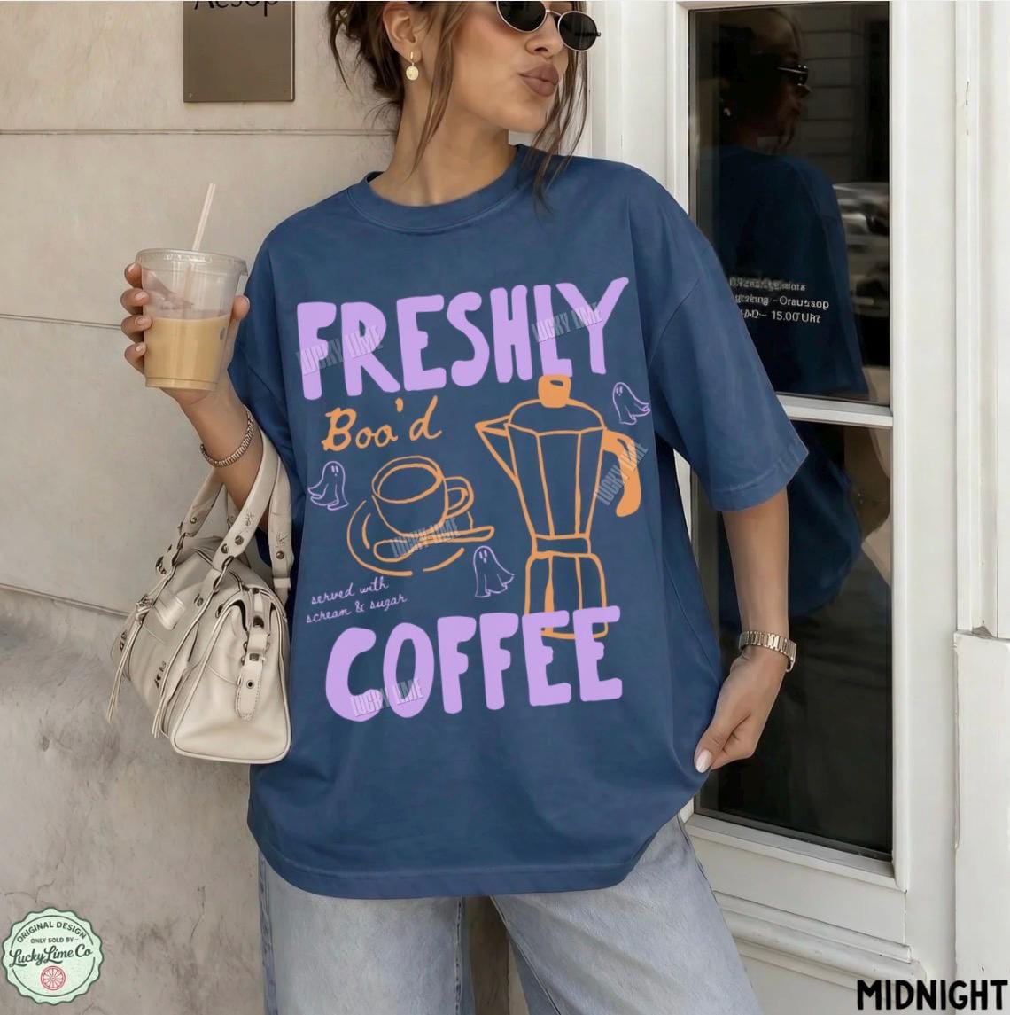 Halloween Coffee Shirt, Freshly Boo’d Coffee Shirt, Cute Ghost Shirt, Skeleton Halloween Tshirt, Coffee Lover Gift, Spooky