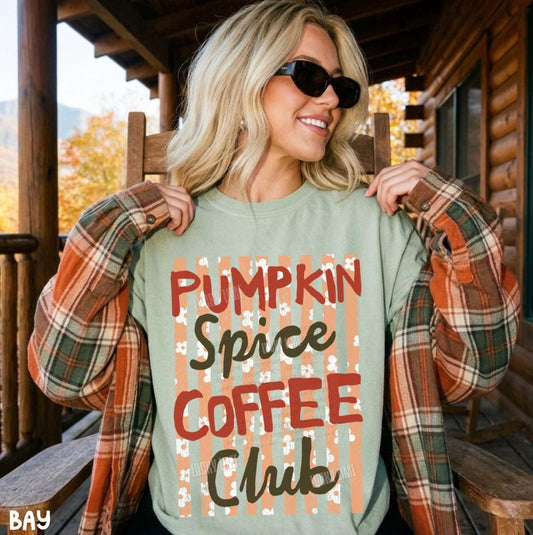 Pumpkin Spice Coffee Club Shirt, Pumpkin Spice Latte Tshirt, Womens Fall Shirt, Preppy Fall Tee, Pumpkin Season Shirt, Fall Graphic Tee