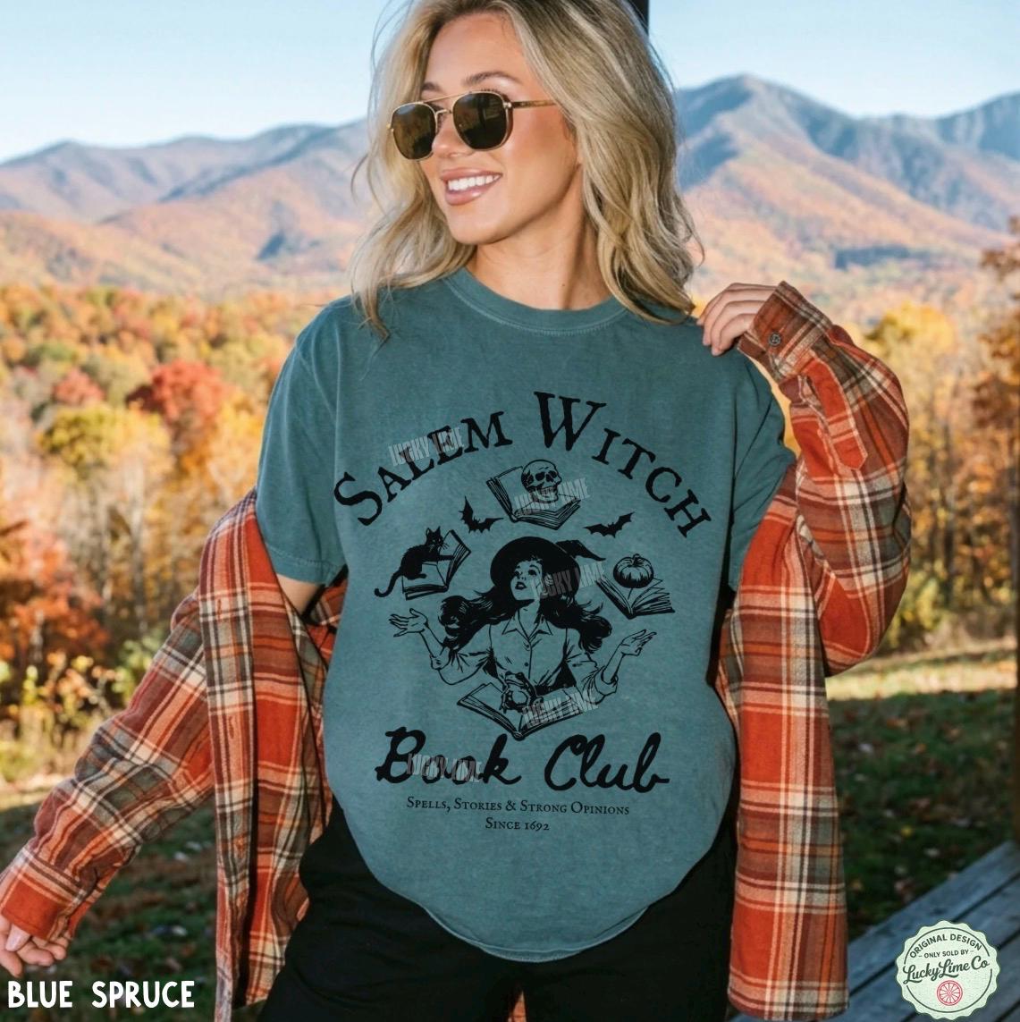 Salem Witch Book Club Shirt, Witchy Book Club Shirt, Spooky Girl Shirt, Book Lover Halloween Tshirt, Massachusetts Halloween Shirt for Women