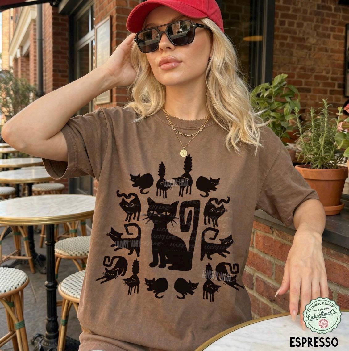 Black Cat Halloween Shirt, Black Cats Shirt, Retro Halloween Tshirt, Cute Halloween Tee, Womens Halloween Shirt, ®, Fall Shirt
