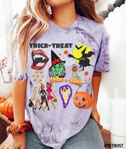 Retro Halloween Shirt, Tie Dye Halloween Tee, Spooky Season Shirt, Retro Vintage Halloween, Trick or Treat, Retro Ghost Tee