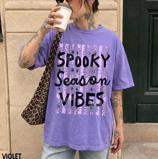 Spooky Season Shirt, Halloween Graphic Tee, Retro Halloween Shirt, Striped Halloween Design Tshirt, Cute Halloween Shirts