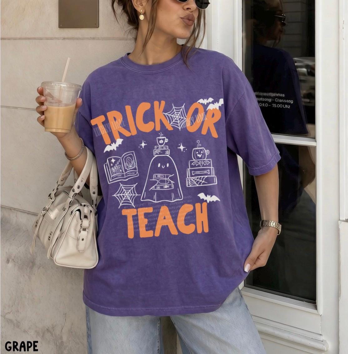 Teacher Halloween Shirt, Trick or Teach Shirt, Cute Halloween Teacher Shirt, Spooky Teacher Tshirt, Retro Ghost Reading Tee