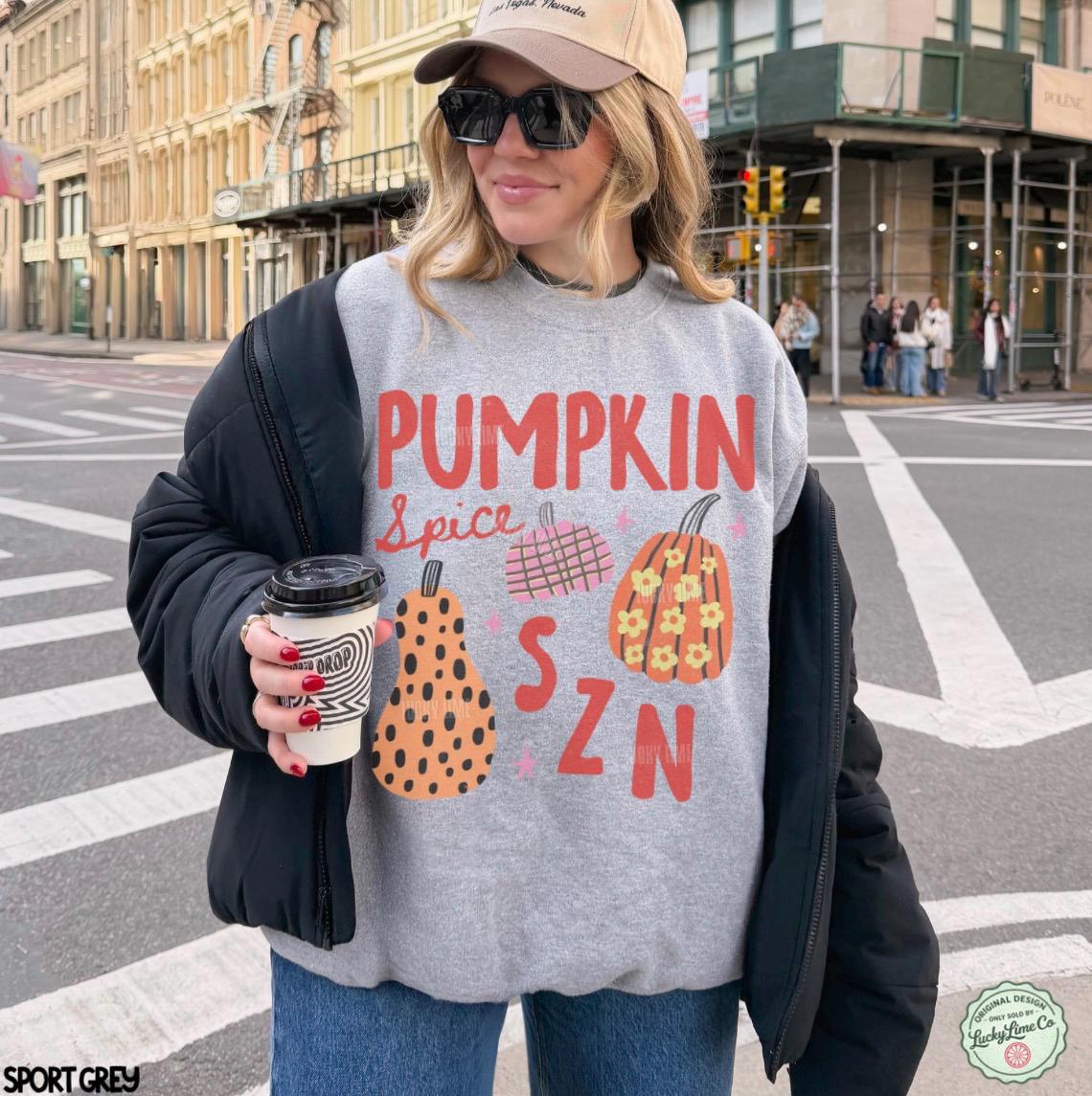 Pumpkin Spice Season Sweatshirt, Pumpkin Spice Sweatshirt, Trendy Fall Crewneck, Womens Fall Apparel, Coffee Weather Sweater, Retro Autumn
