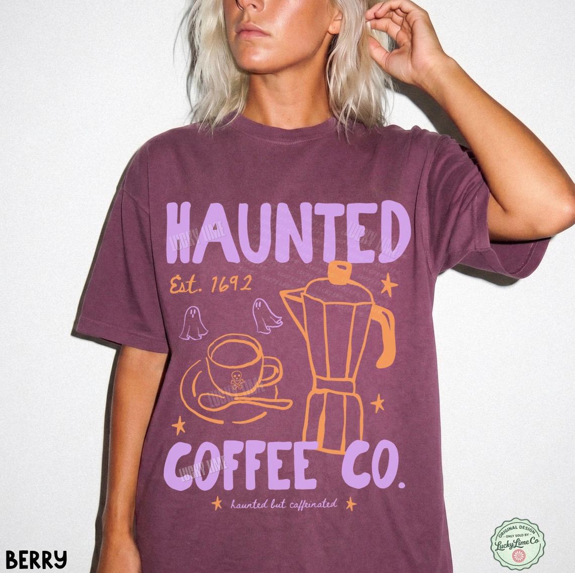 Halloween Coffee Shirt, Haunted Coffee Co. Tshirt, Freshly Boo’d Coffee Shirt, Cute Ghost Shirt, Coffee Lover Gift, Spooky