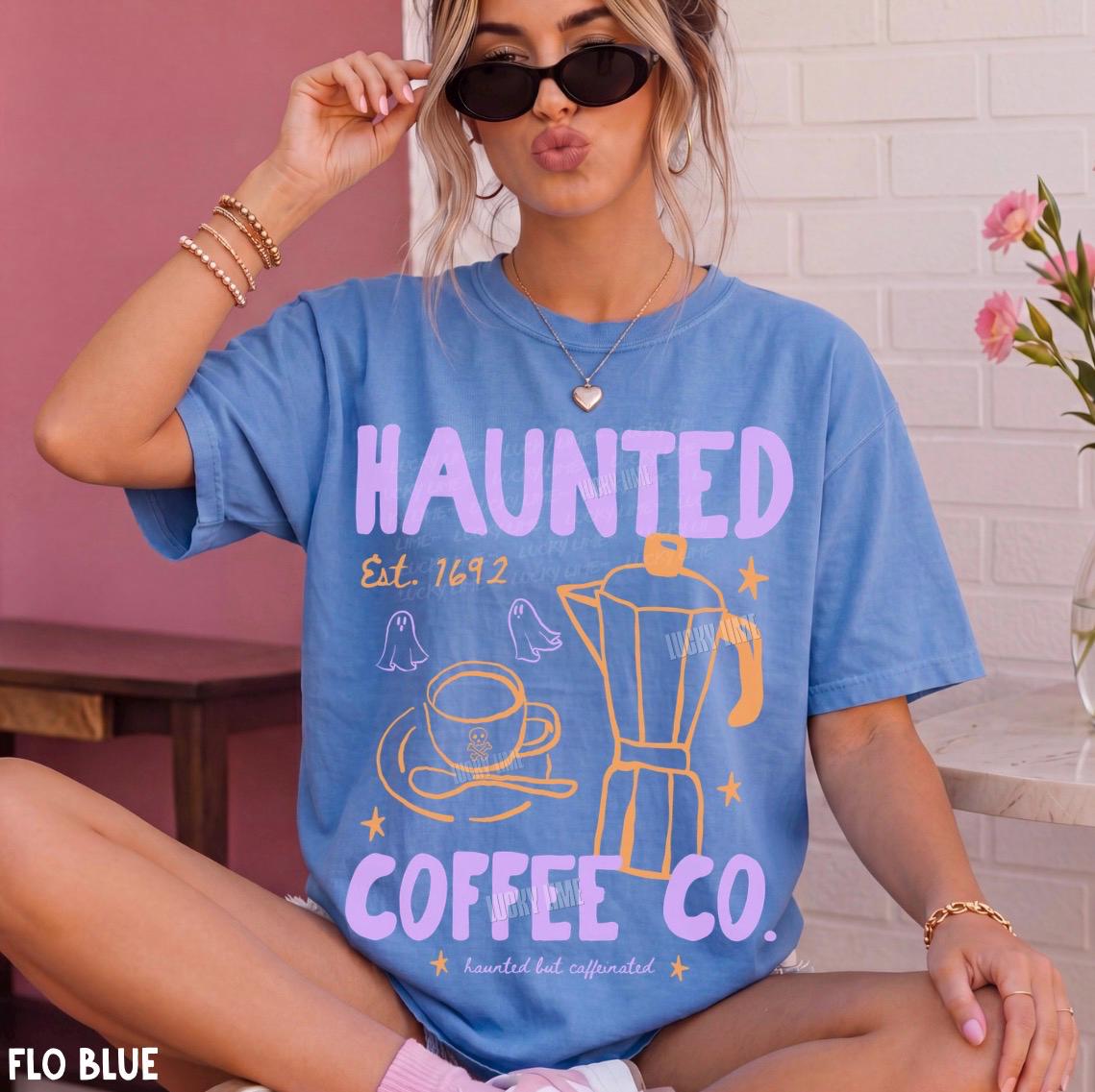 Halloween Coffee Shirt, Haunted Coffee Co. Tshirt, Freshly Boo’d Coffee Shirt, Cute Ghost Shirt, Coffee Lover Gift, Spooky