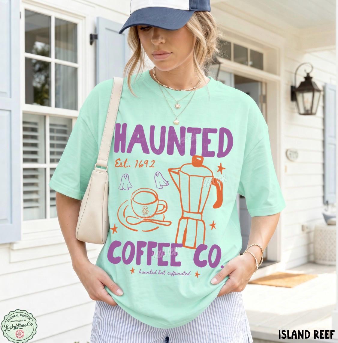 Halloween Coffee Shirt, Haunted Coffee Co. Tshirt, Freshly Boo’d Coffee Tee, Cute Ghost Shirt, Coffee Lover Gift, Spooky Szn