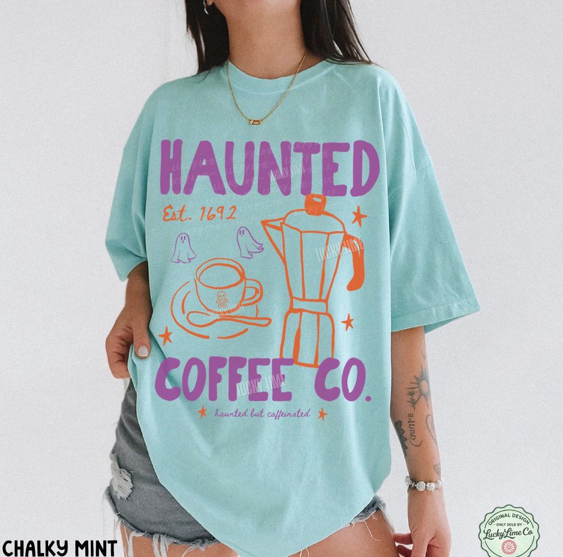 Halloween Coffee Shirt, Haunted Coffee Co. Tshirt, Freshly Boo’d Coffee Tee, Cute Ghost Shirt, Coffee Lover Gift, Spooky Szn