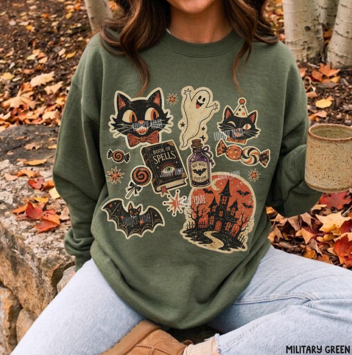 Retro Halloween Collage Sweatshirt, Retro Vintage Halloween Sweatshirt Pumpkin Season, Spooky Season Shirt, Black Cat Halloween Sweatshirt