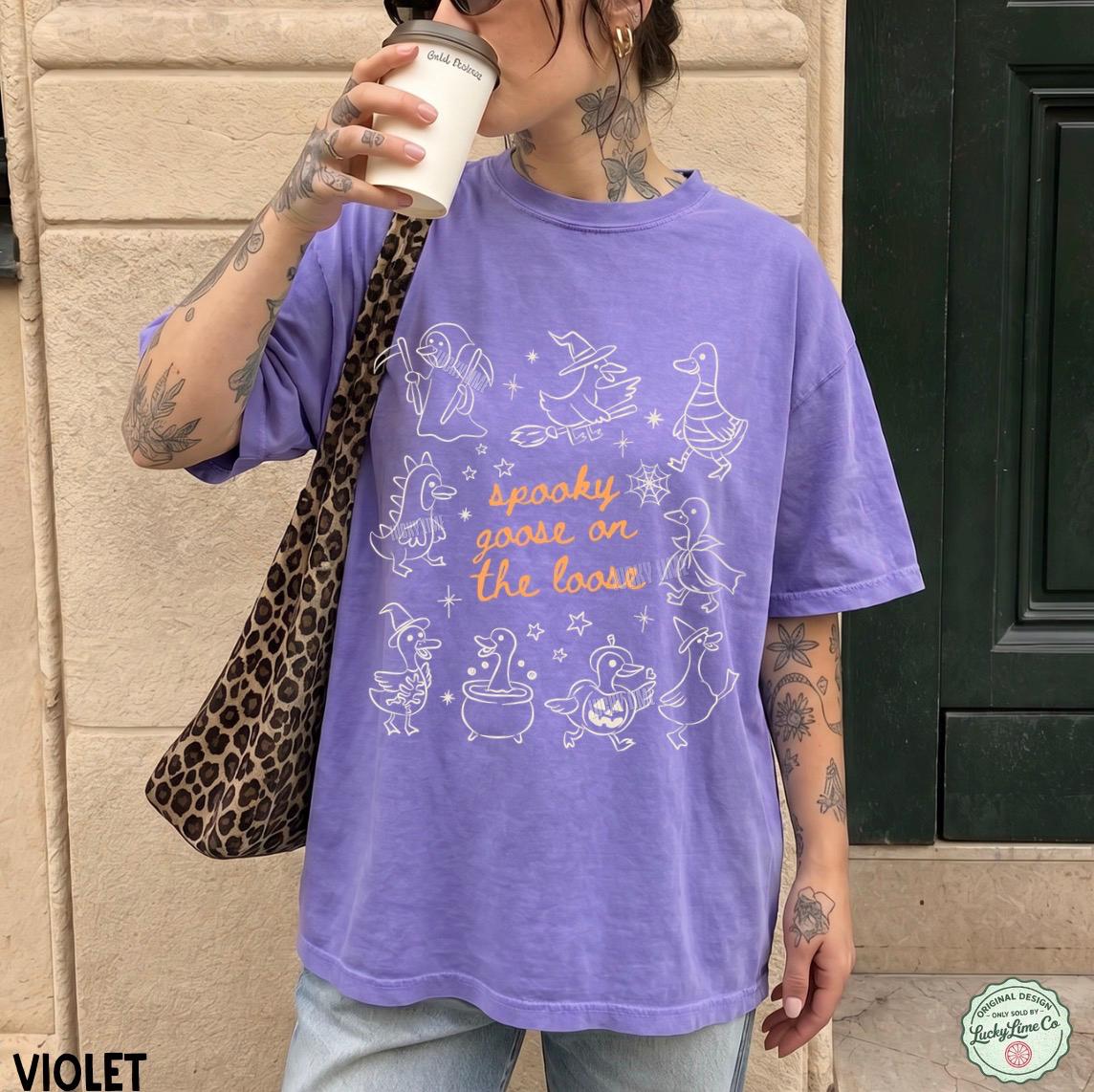 Spooky Goose on the Loose Shirt, Silly Goose Halloween Shirt, Silly Goose Tee, Cute Spooky Season Tshirt, Funny Goose Shirt