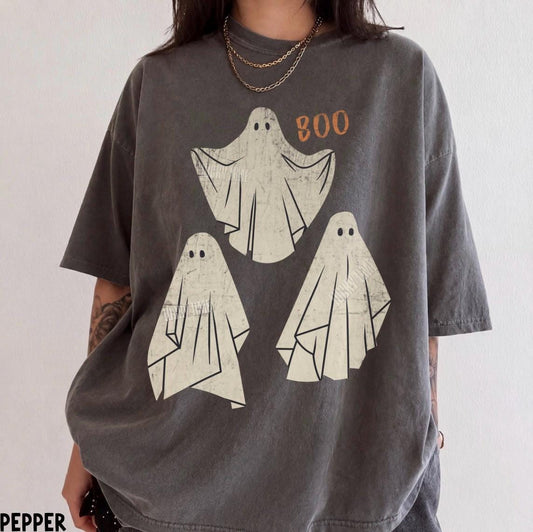 Halloween Ghost Shirt, Halloween TShirt, Vintage Haunted House Shirt, Spooky Season Graphic Tee, Spooky Vibes, Cute Ghost