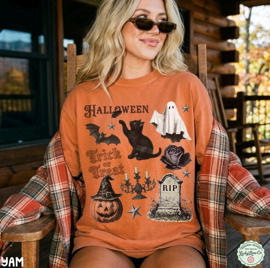 Retro Vintage Halloween Collage Shirt, Halloween Tee, Pumpkin Halloween Shirt Spooky Season, Trick or Treat, Ghost Halloween