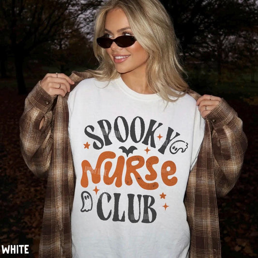 Spooky Nurse Club Shirt, Nurse Halloween Shirt, Halloween Nurse Tshirt, Registered Nurse Shirt, Nurse Shirt for Work, Ghost Halloween Tee