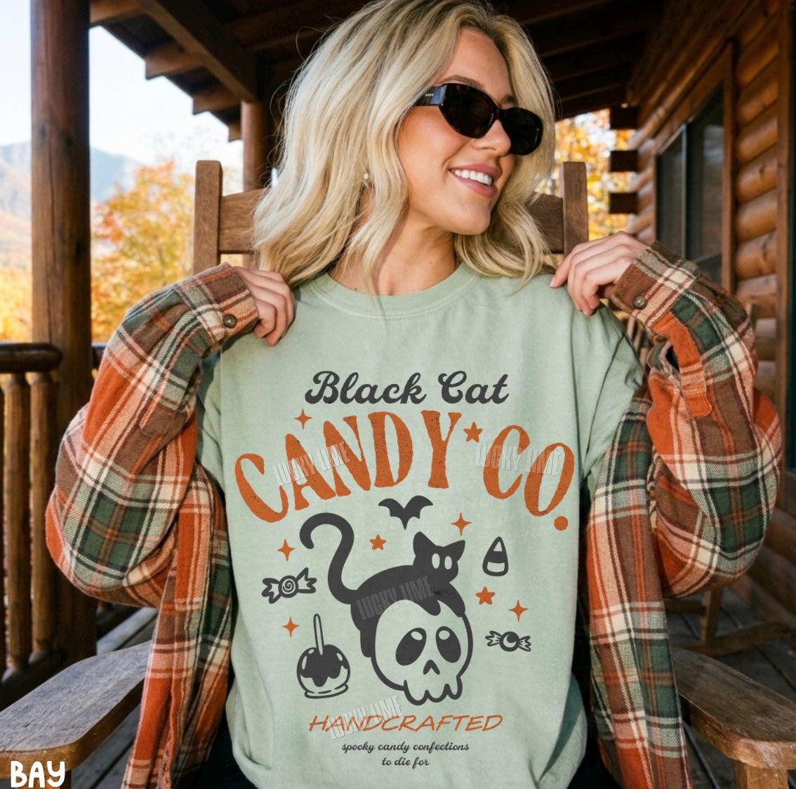 Black Cat Halloween Shirt, Black Cat Candy Co. Shirt, Trick or Treat Shirt, Funny Halloween Tee , Halloween Candy Graphic Tee, Spooky Season