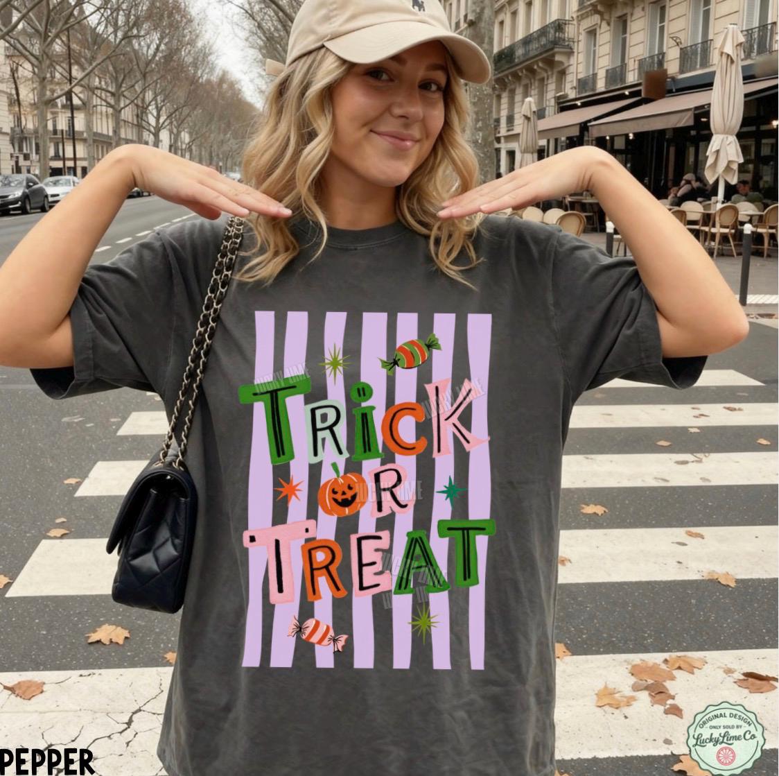 Trick or Treat Shirt, Halloween Tshirt, Preppy Halloween Shirt, Retro Halloween, Pumpkin Season, Spooky Season Tee