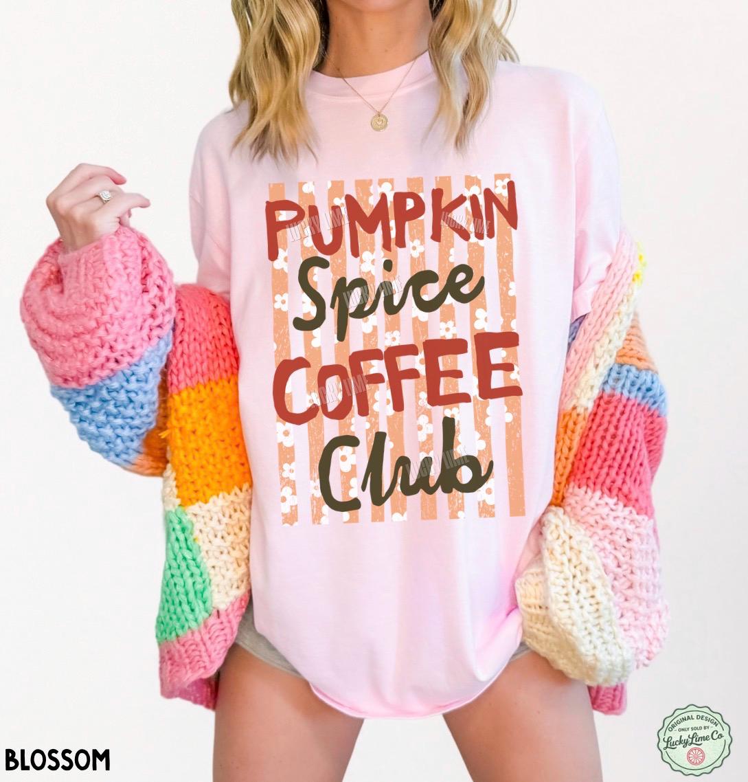 Pumpkin Spice Coffee Club Shirt, Pumpkin Spice Latte Tshirt, Womens Fall Shirt, Preppy Fall Tee, Pumpkin Season Shirt, Fall Graphic Tee