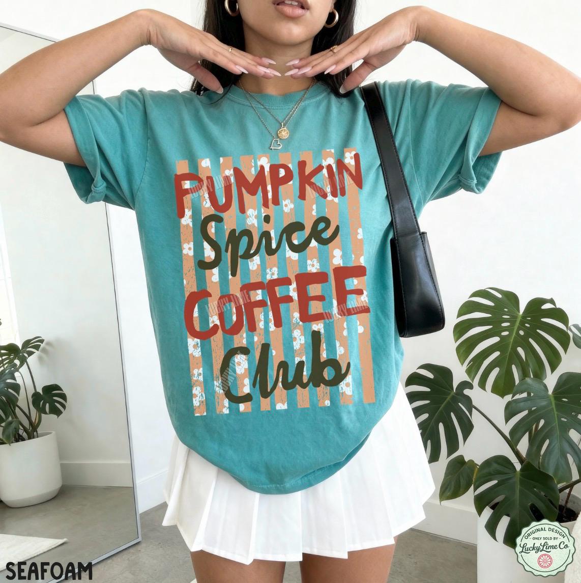 Pumpkin Spice Coffee Club Shirt, Pumpkin Spice Latte Tshirt, Womens Fall Shirt, Preppy Fall Tee, Pumpkin Season Shirt, Fall Graphic Tee