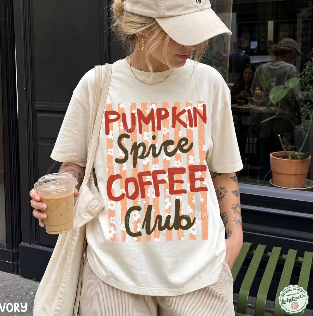 Pumpkin Spice Coffee Club Shirt, Pumpkin Spice Latte Tshirt, Womens Fall Shirt, Preppy Fall Tee, Pumpkin Season Shirt, Fall Graphic Tee