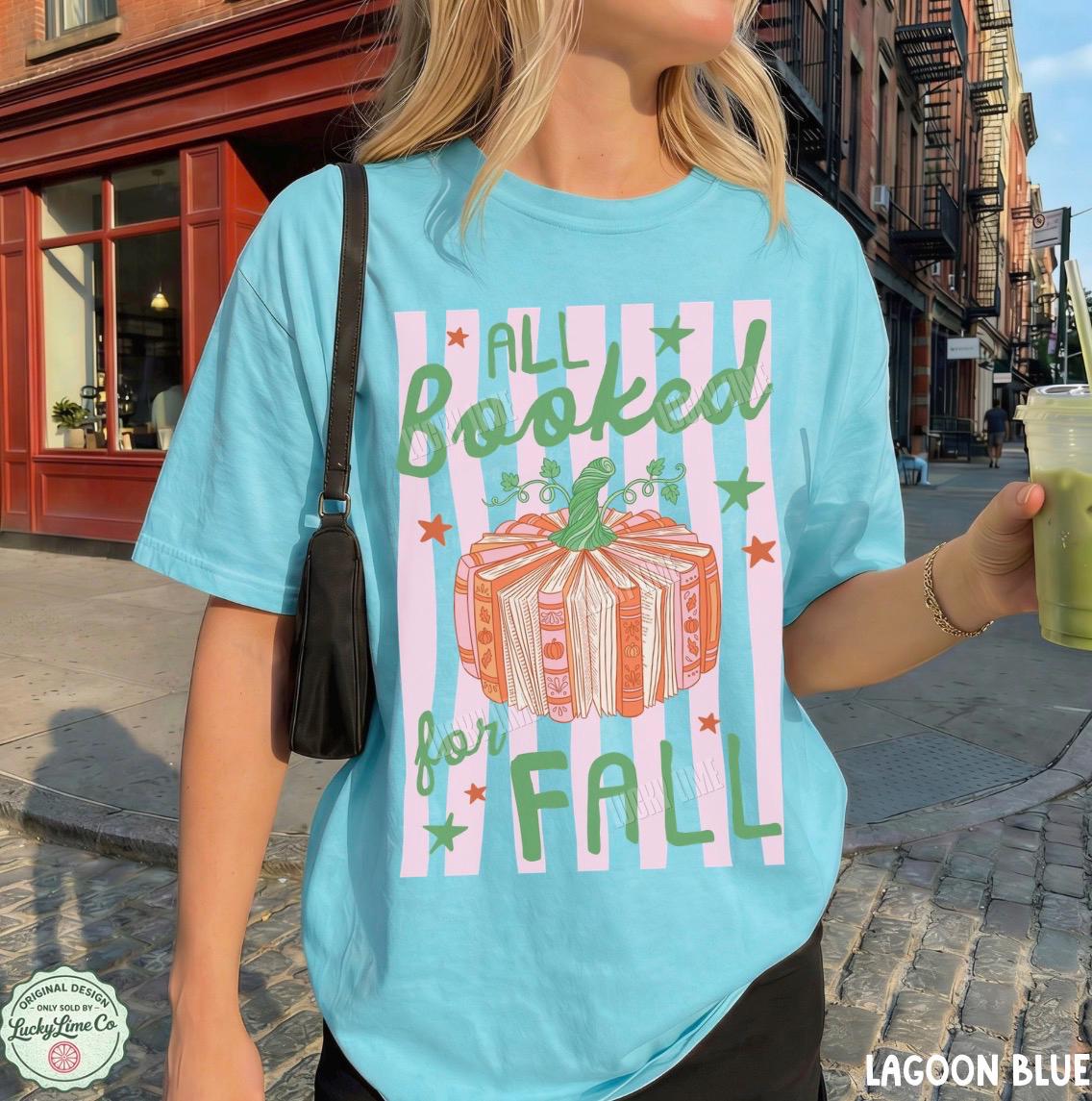 All Booked for Fall Shirt, Book Pumpkin Shirt, Fall Bookish Tee, Preppy Autumn Tshirt, Book Lover Gift, Cozy Season Reading