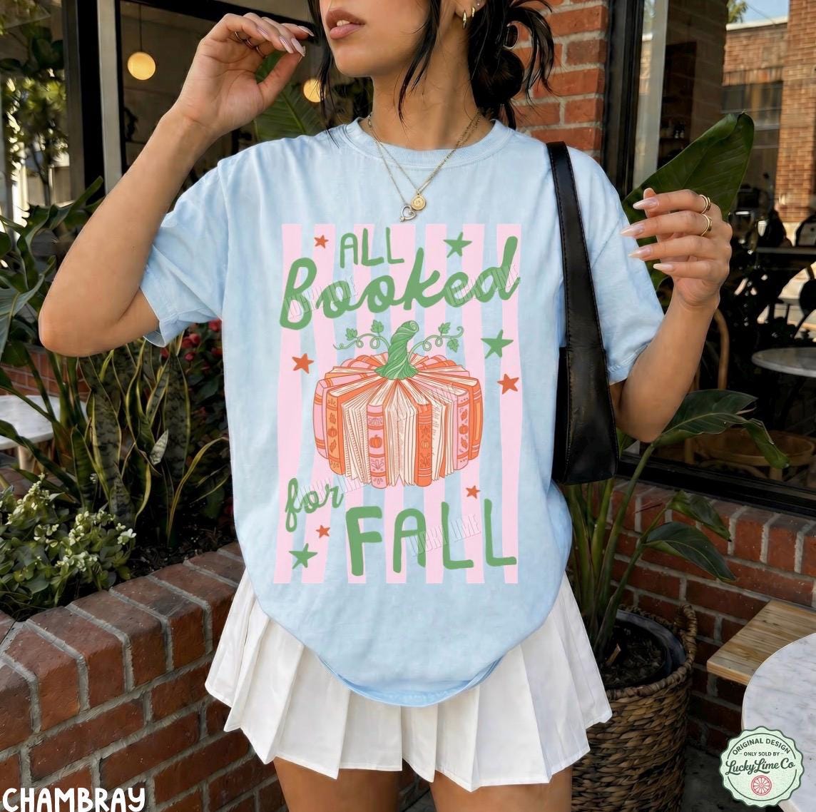 All Booked for Fall Shirt, Book Pumpkin Shirt, Fall Bookish Tee, Preppy Autumn Tshirt, Book Lover Gift, Cozy Season Reading