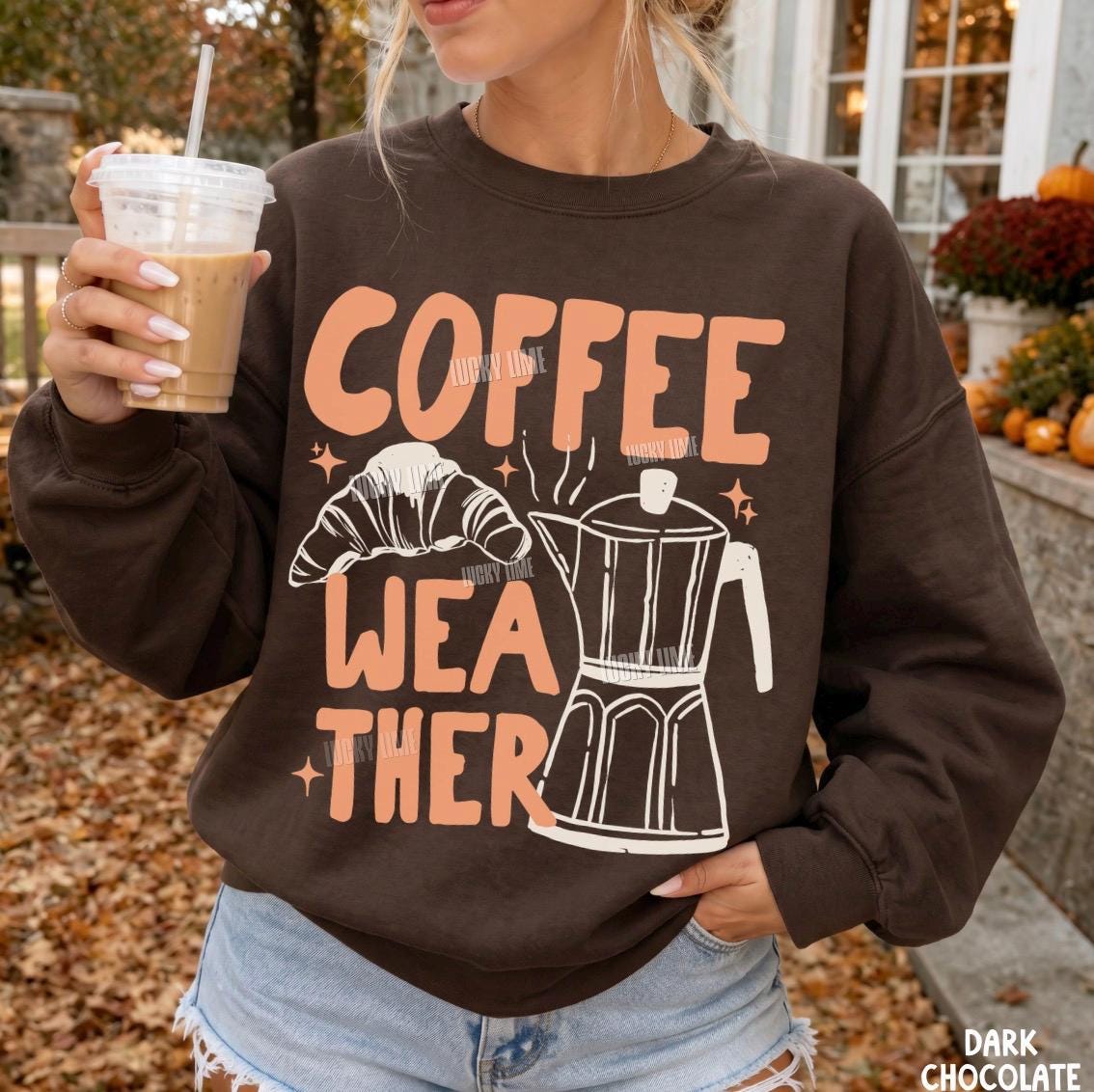 Coffee Weather Sweatshirt, Coffee Weather Sweater, Pumpkin Spice Season, Coffee and Croissants, Fall Sweatshirt, Autumn Shirt, Fall Vibes