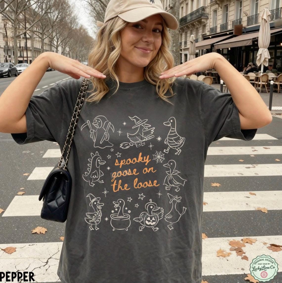 Spooky Goose on the Loose Shirt, Silly Goose Halloween Shirt, Silly Goose Tee, Cute Spooky Season Tshirt, Funny Goose Shirt