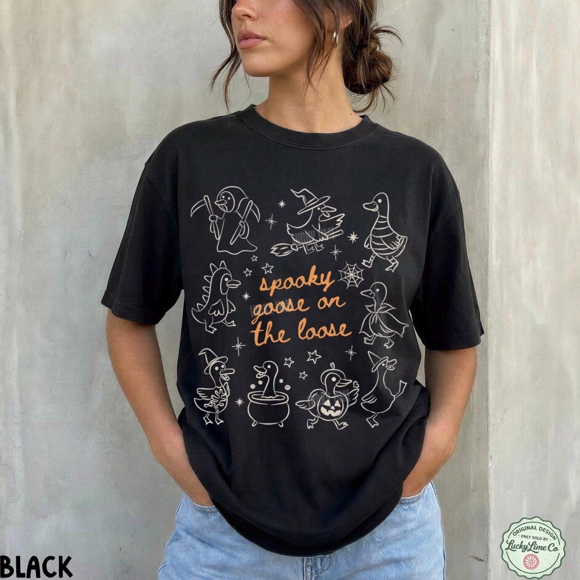 Spooky Goose on the Loose Shirt, Silly Goose Halloween Shirt, Silly Goose Tee, Cute Spooky Season Tshirt, Funny Goose Shirt