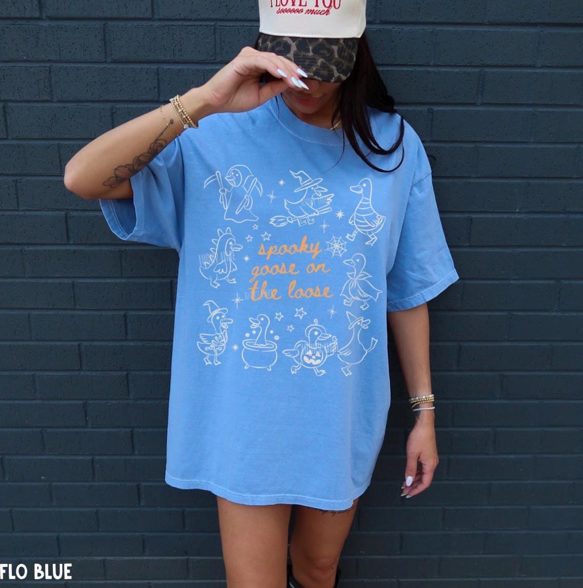 Spooky Goose on the Loose Shirt, Silly Goose Halloween Shirt, Silly Goose Tee, Cute Spooky Season Tshirt, Funny Goose Shirt