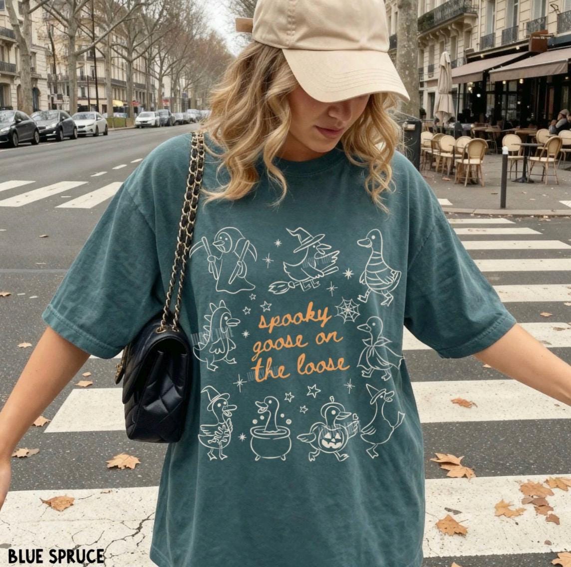 Spooky Goose on the Loose Shirt, Silly Goose Halloween Shirt, Silly Goose Tee, Cute Spooky Season Tshirt, Funny Goose Shirt