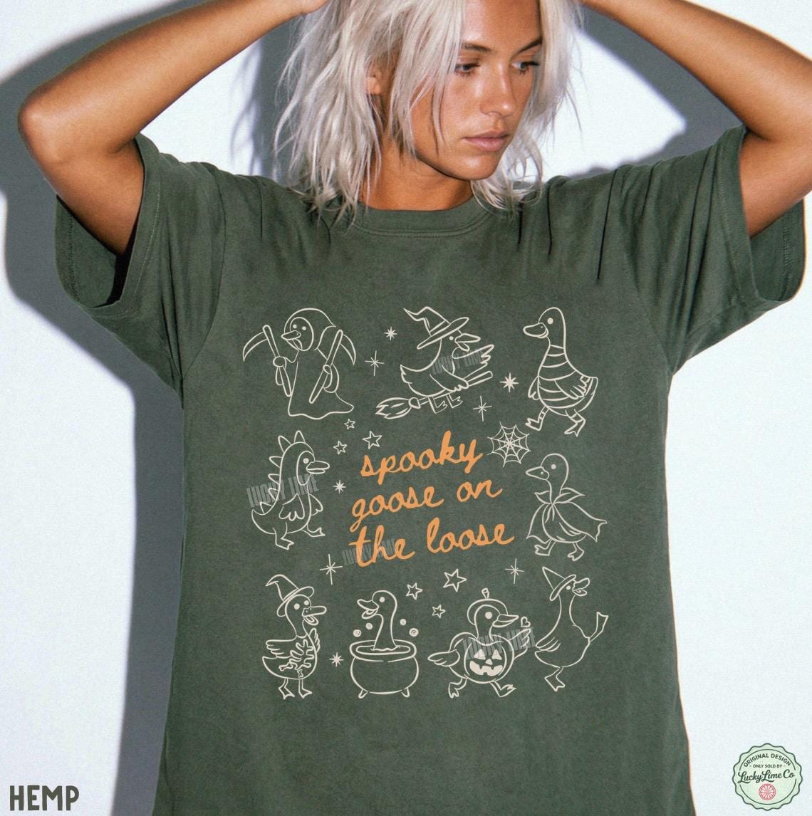 Spooky Goose on the Loose Shirt, Silly Goose Halloween Shirt, Silly Goose Tee, Cute Spooky Season Tshirt, Funny Goose Shirt