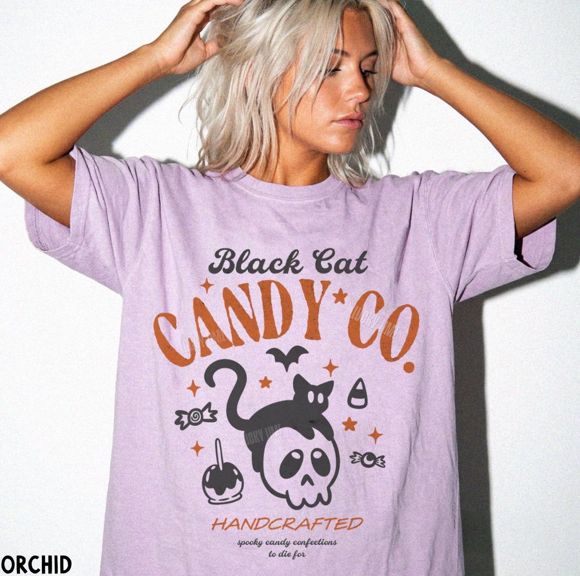 Black Cat Halloween Shirt, Black Cat Candy Co. Shirt, Trick or Treat Shirt, Funny Halloween Tee , Halloween Candy Graphic Tee, Spooky Season