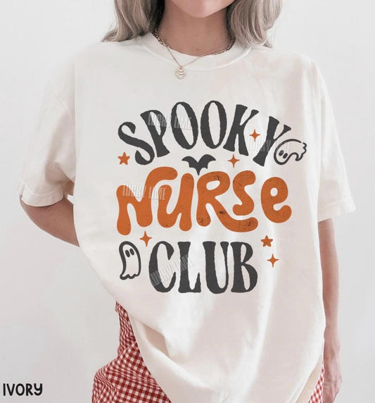 Spooky Nurse Club Shirt, Nurse Halloween Shirt, Halloween Nurse Tshirt, Registered Nurse Shirt, Nurse Shirt for Work, Ghost Halloween Tee
