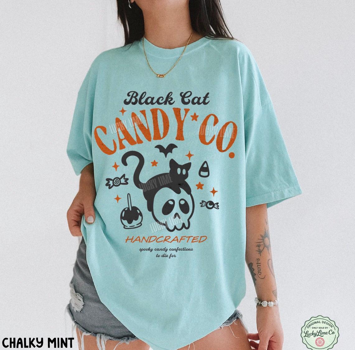 Black Cat Halloween Shirt, Black Cat Candy Co. Shirt, Trick or Treat Shirt, Funny Halloween Tee , Halloween Candy Graphic Tee, Spooky Season