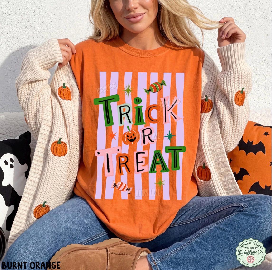 Trick or Treat Shirt, Halloween Tshirt, Preppy Halloween Shirt, Retro Halloween, Pumpkin Season, Spooky Season Tee