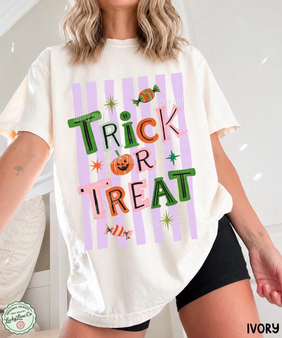 Trick or Treat Shirt, Halloween Tshirt, Preppy Halloween Shirt, Retro Halloween, Pumpkin Season, Spooky Season Tee