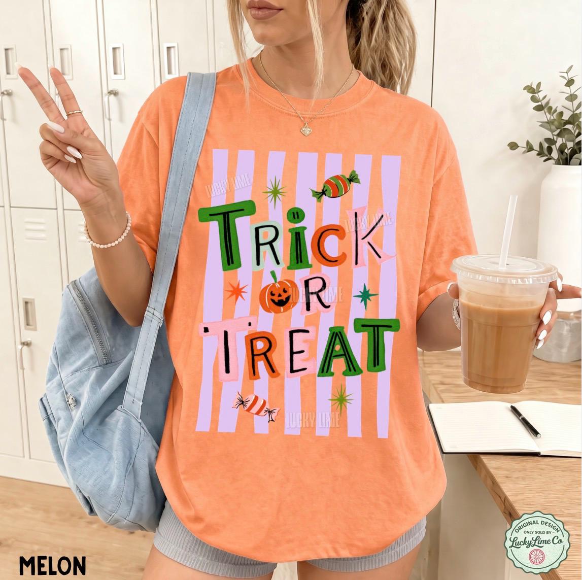 Trick or Treat Shirt, Halloween Tshirt, Preppy Halloween Shirt, Retro Halloween Tee, Pumpkin Season, Spooky Season Vibes