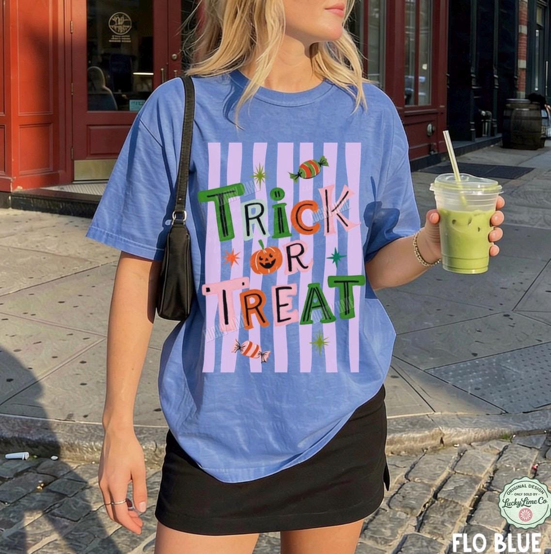 Trick or Treat Shirt, Halloween Tshirt, Preppy Halloween Shirt, Retro Halloween Tee, Pumpkin Season, Spooky Season Vibes